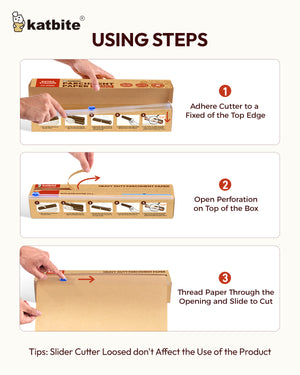 Katbite Unbleached Parchment Paper Roll with Slide Cutter