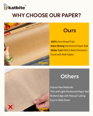Katbite Unbleached Parchment Paper Roll with Slide Cutter
