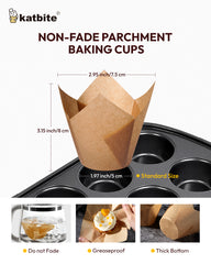 Katbite Tulip Cupcake Liners 200PCS, Nature