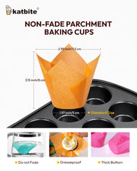 Katbite Multi-Color Tulip Cupcake Liners, 200PCS Muffin Baking Cups Cupcake Wrapper