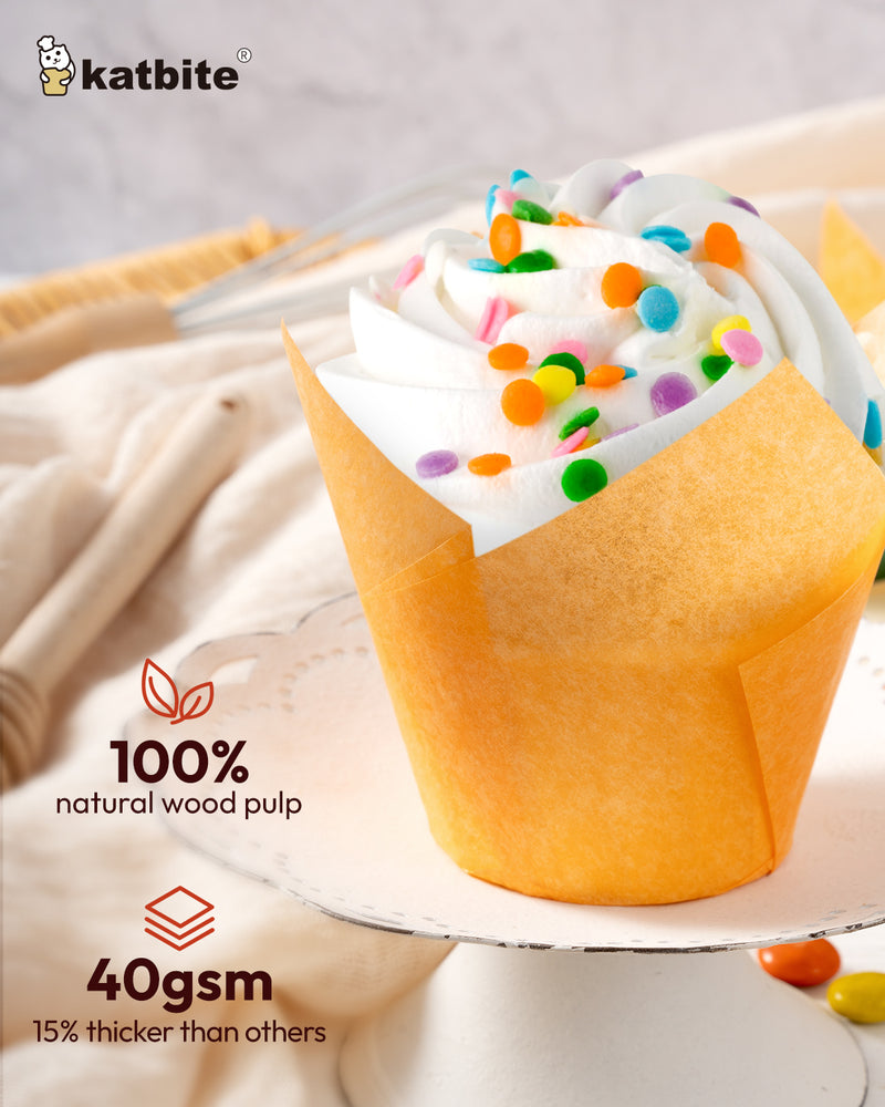 Katbite Multi-Color Tulip Cupcake Liners, 200PCS Muffin Baking Cups Cupcake Wrapper