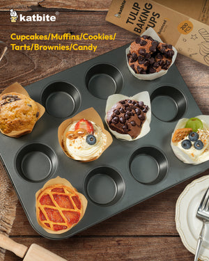 Katbite Tulip Cupcake Liners 200 Count Parchment Muffin Cups