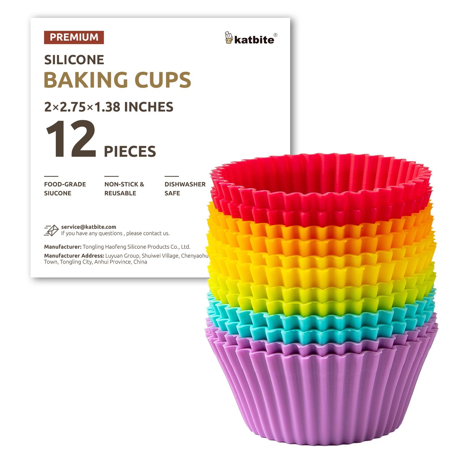 Katbite Multi-Color Silicone Cupcake Baking Cups Cupcake Liners
