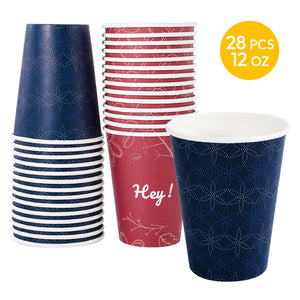 Katbite Biodegradable Paper Cups Red Letters and Blue Snowflakes