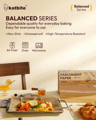 Katbite 12in x 262ft Unbleached Parchment Paper Roll – 260 Sq.Ft, Non-Stick & Extra Long Baking Paper with Serrated Cutter for Easy Use | Perfect for Cooking, Baking, Air Fryer & More [Balanced Series]