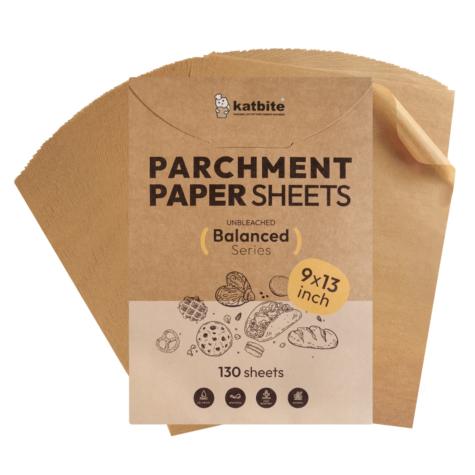 Katbite Great Value Unbleached Precut Parchment Paper Sheets 9×13 12×1