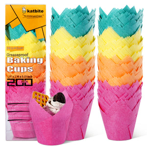 Katbite Tulip Cupcake Liners 200 Count Parchment Muffin Cups