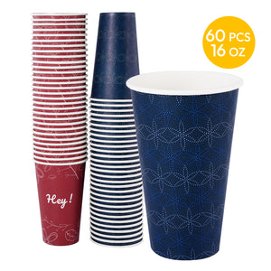 Katbite Biodegradable Paper Cups Red Letters and Blue Snowflakes