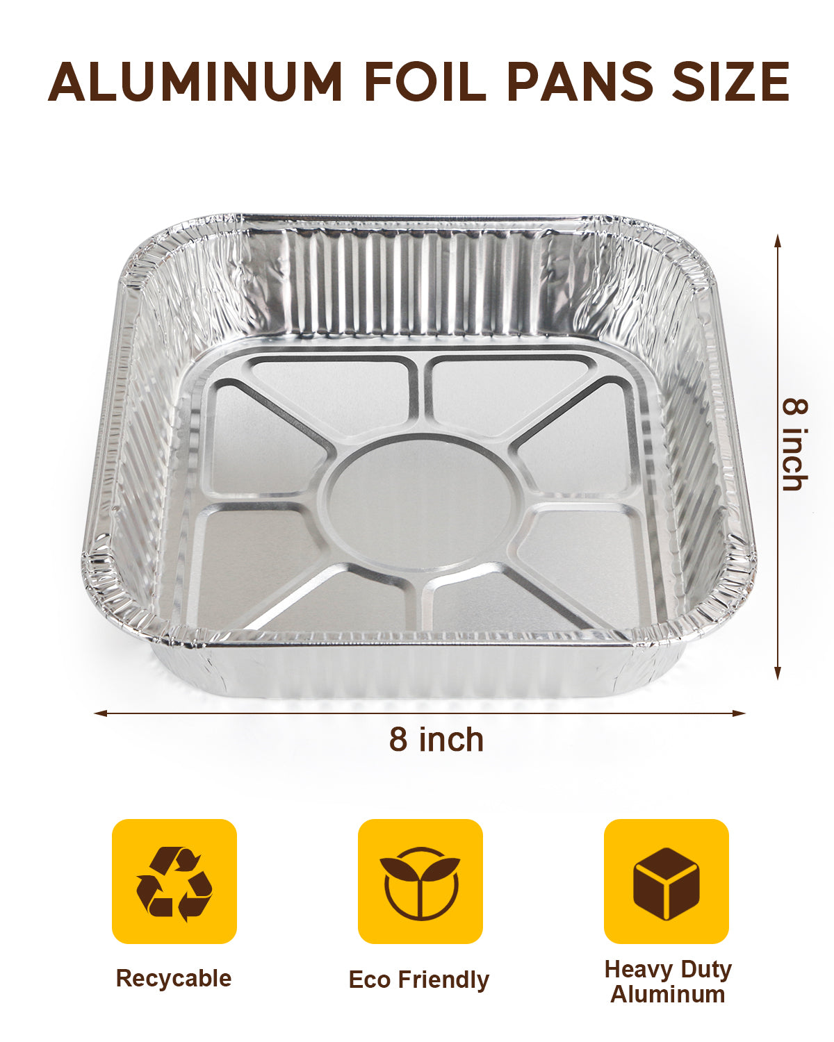 katbite 8 x 8 Aluminum Foil Pans for Air fryer, Disposable 25 Pack Foi