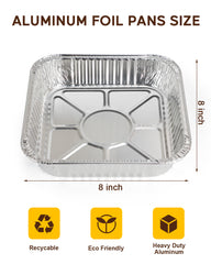 katbite 8 x 8 Aluminum Foil Pans for Air fryer, Disposable 25 Pack Foil Pans, Square Aluminum Baking Pans, Tin Foil Pans Great for Cooking, Heating, Storing, Prepping Food