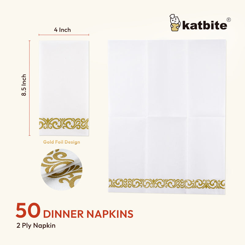 Katbite 50 Pack Gold Paper Napkins