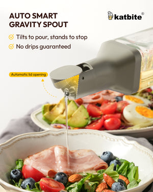Katbite Olive Oil Dispenser Bottle Glass Gravity Spout Easy Refill
