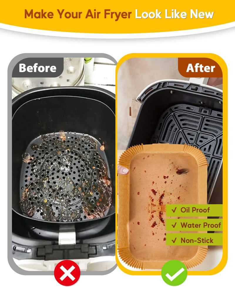 Katbite 220PCS Rectangle Air Fryer Liners, 8.6x5.5'' Air Fryer Liners Disposable for Ninja Dual Air Fryer, Oil-Proof Air Fryer Parchment Paper Liners for Air Fryer Basket for Foodi DZ201, DZ401, FG551