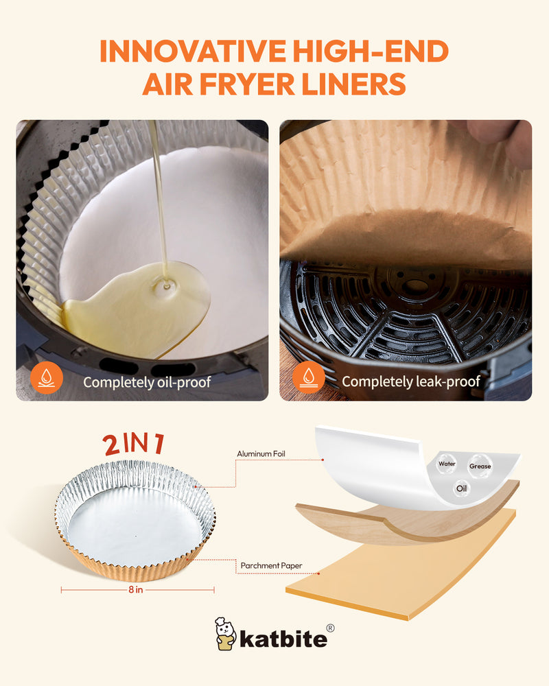 Katbite 8inch 80pcs Air Fryer Liners Aluminum Foil