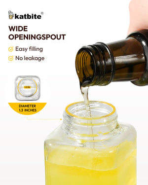 Katbite Olive Oil Dispenser Bottle Glass Gravity Spout Easy Refill