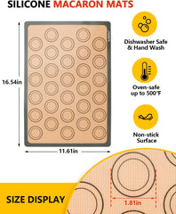 Macaron Silicone Baking Mats, Katbite Silicone Macaroons Baking Mat Set of 2 Half Sheet (11 5/8