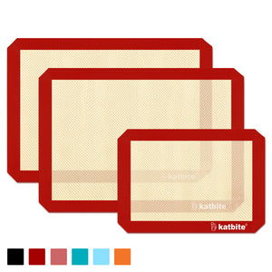 Katbite Silicone Baking Mats Set of 3 Extra Thick Nonstick Sheet Liners