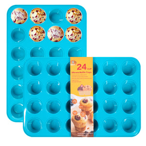 Katbite Heavy Duty Silicone Muffin Pan 2 Pack 12-24 Cup Nonstick