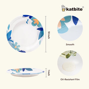 Katbite Compostable Paper Plates Blue Heavy Duty