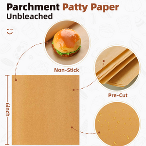 katbite Unbleached Patty Paper Squares for Burger Press and Freezer 