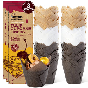 Katbite 2 inch Tulip Cupcake Liners 200 Bulk Silicone Baking Cups