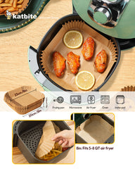 Katbite 8 inch 130pcs Air Fryer Liners, Non Stick Disposable Paper Liner Parchment Paper