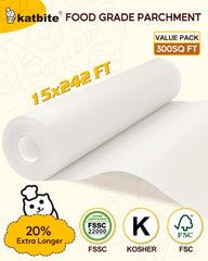 Katbite Value Pack Parchment Paper Roll 15in x 242ft, 300 Sq.Ft,Wihte