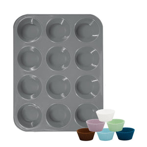 Katbite Silicone Muffin Pan Nonstick BPA Free Baking Tray