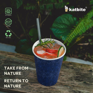Katbite Biodegradable Paper Cups Red Letters and Blue Snowflakes