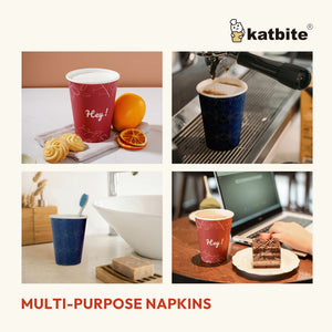 Katbite Biodegradable Paper Cups Red Letters and Blue Snowflakes