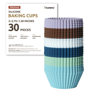 Katbite reusable silicone cupcake cups, 2.75″ size, nonstick and easy to clean—perfect for home baking muffins, cupcakes, and air fryer treats.