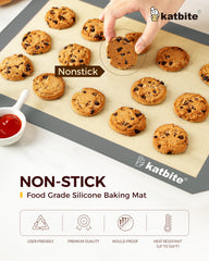 Katbite Silicone Baking Mat Set 11.6 in x 16.5 in Reusable & Nonstick Bakeware Liners 3 Pieces