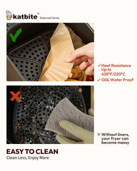 Katbite 8 inch Air Fryer Liners Disposable, Square Non-Stick Air Fryer Paper Liners, Unbleached Parchment Paper for 5 to 8 Qt Basket; Frying, Baking, Cooking, Roasting - Easy Cleanup - 130pcs