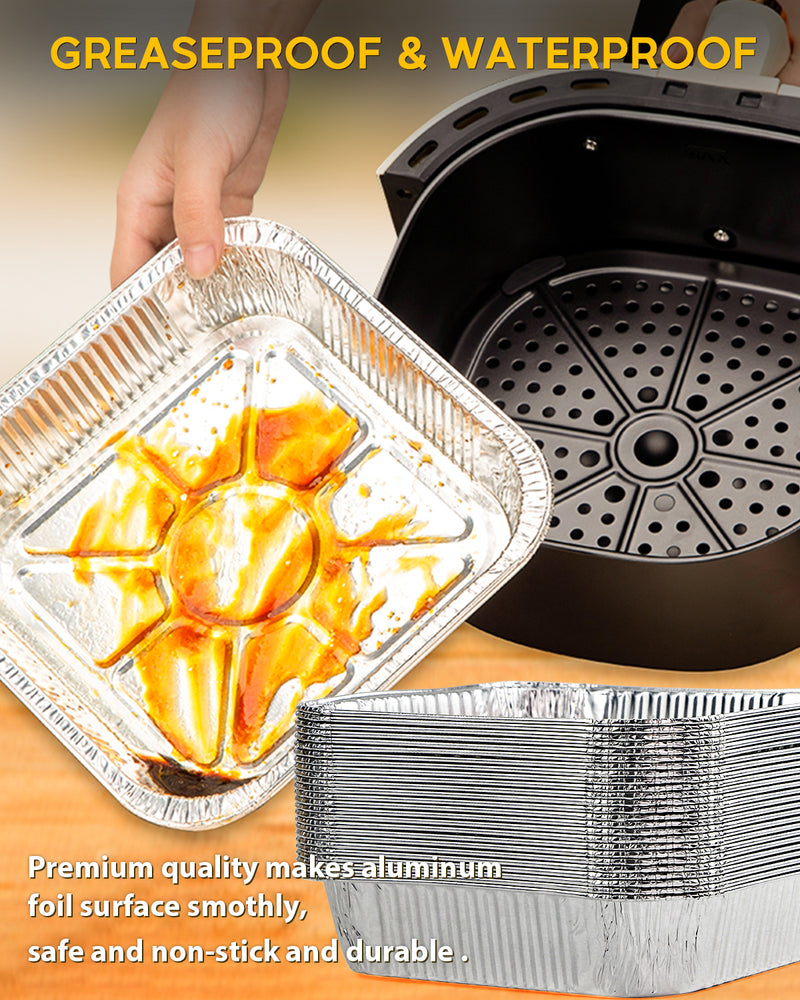 8inch Air Fryer Aluminum Foil Pans Non-stick Baking Tin Liner Pans Food  Grade Heating Roasting Tray For Airfryer Microwave Oven - AliExpress