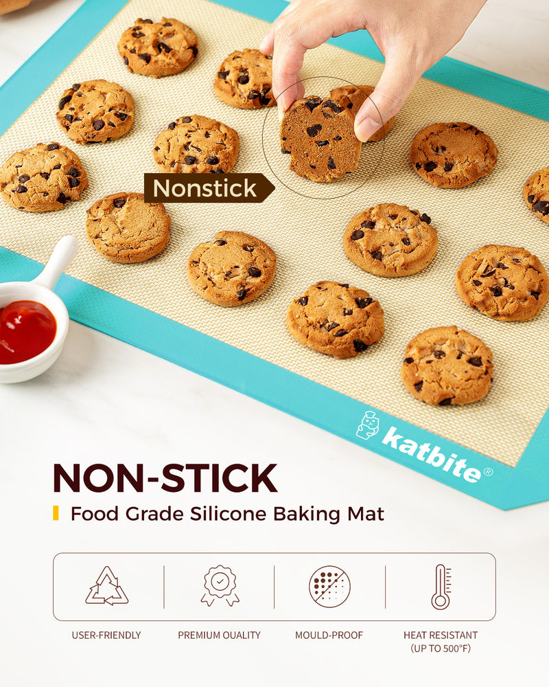 Silicone Baking Mat Set. Non-Stick Silicone Mats for Baking. 3 Quarter  Baking Sh