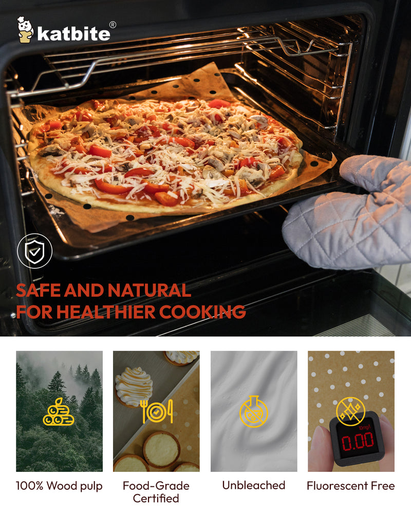 Katbite 180-Pack 9x11” Perforated Air Fryer Parchment Paper Liners | Disposable, Non-Stick, Greaseproof Basket Liners for Air Fryers, Ovens & Steamers
