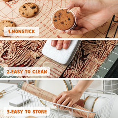 katbite Silicone Pastry Mat Non Stick, Silicone Baking Mat 26