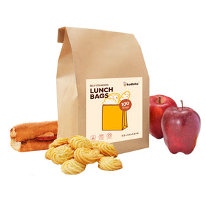 Katbite Oil Resistant Paper Lunch Bags 100 Count Self Standing Fold Top