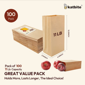 Katbite Oil Resistant Paper Lunch Bags 100 Count Self Standing Fold Top