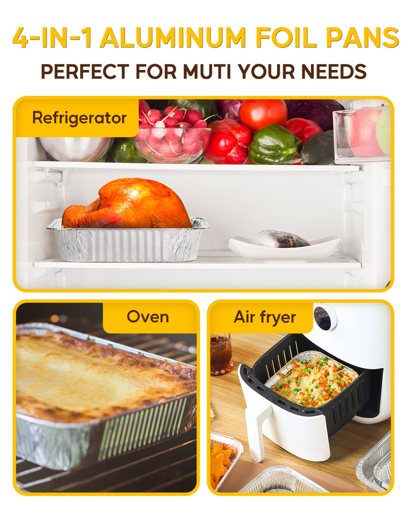 katbite 8 x 8 Aluminum Foil Pans for Air fryer, Disposable 25 Pack Foil Pans, Square Aluminum Baking Pans, Tin Foil Pans Great for Cooking, Heating, Storing, Prepping Food
