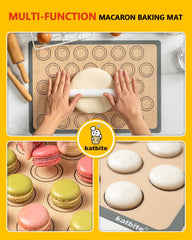 Macaron Silicone Baking Mats, Katbite Silicone Macaroons Baking Mat Set of 2 Half Sheet (11 5/8