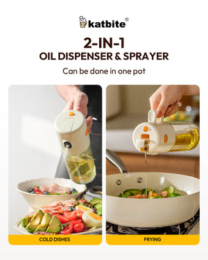 Katbite 2 in 1 Oil Sprayer Dispenser Glass Bottle