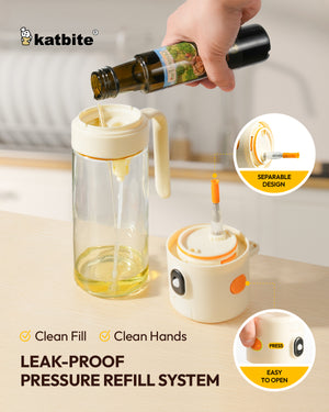 Katbite 2 in 1 Oil Sprayer Dispenser Glass Bottle