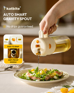 Katbite 2 in 1 Oil Sprayer Dispenser Glass Bottle