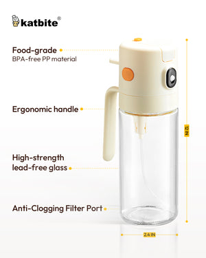 Katbite 2 in 1 Oil Sprayer Dispenser Glass Bottle
