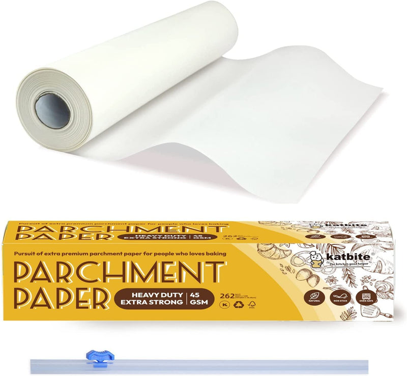 katbite Heavy Duty Parchment Paper Roll for Baking, 12 in x 262 ft Non-Stick Baking Paper for Cooking, Baking Cookies, Grilling, Air Fryer and Steaming (1Pack)