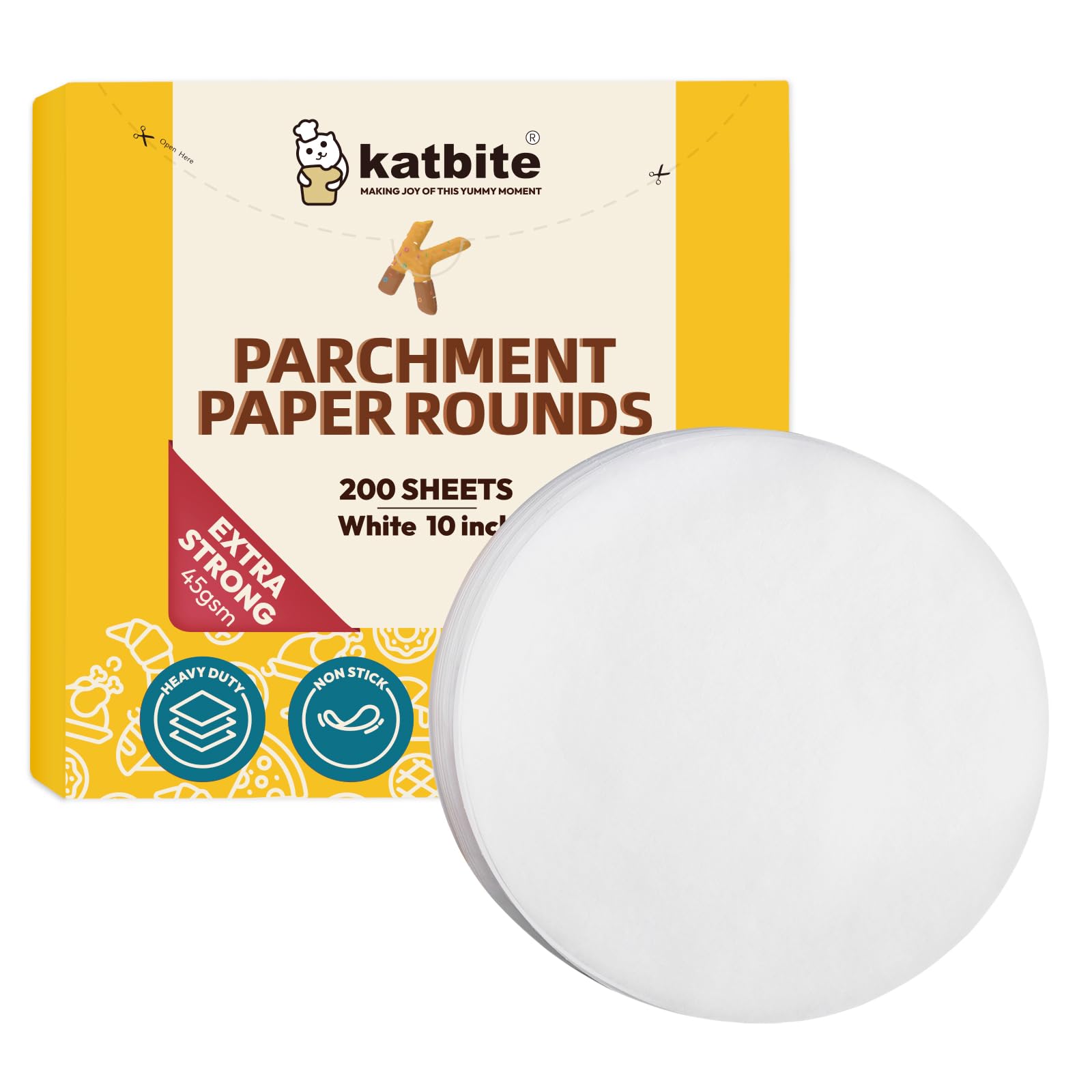 Katbite Heavy Duty White Parchment Paper Rounds 4/5/6/7/8/9/10/12 in f
