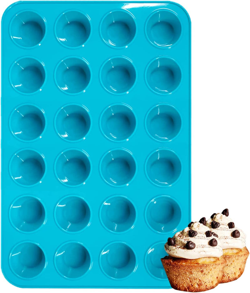 katbite Silicone Mini Muffin Pan 24 Cups Cupcake Pan, Nonstick BPA Fre