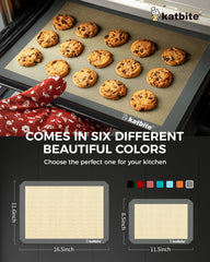 Katbite Silicone Baking Mat Set 11.6 in x 16.5 in Reusable & Nonstick Bakeware Liners 3 Pieces