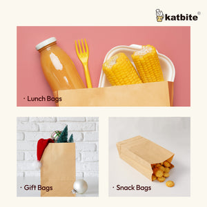 Katbite Oil Resistant Paper Lunch Bags 100 Count Self Standing Fold Top